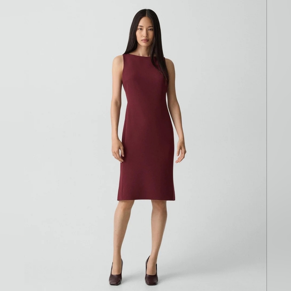 Theory Flared Dress in Admiral Crepe Grenache Size 4